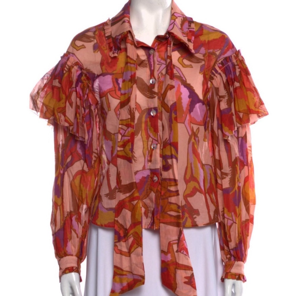Vibrant Multicolor Ruffled Blouse - image 7